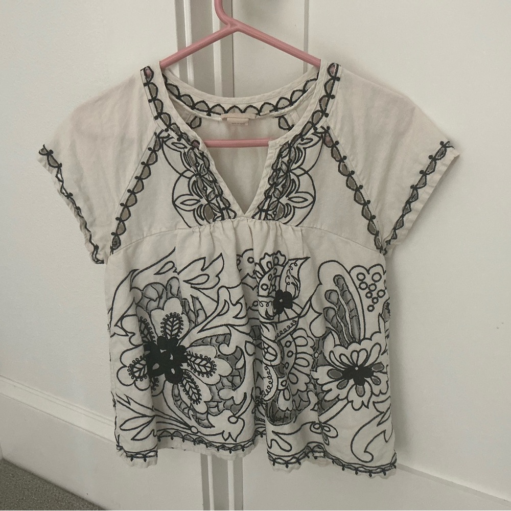 Anthropologie Embroidered Blouse Top Vanessa Virginia size 2